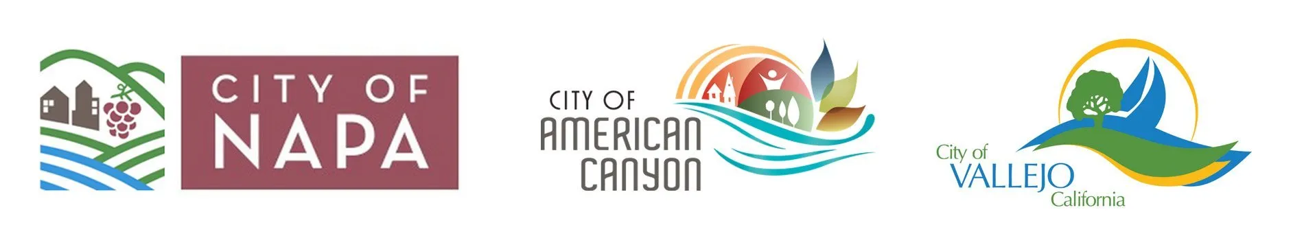 City of Napa, City of American Canyon, and City of Vallejo city logos